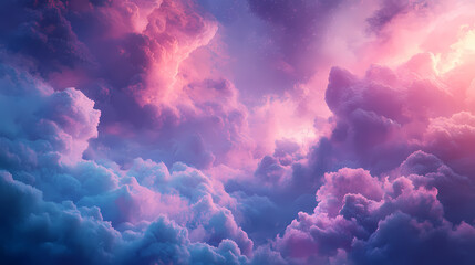 Digital painting of a fantasy world with mystical clouds and magical scenery, suitable for a science fiction background. Mystical. Illustration