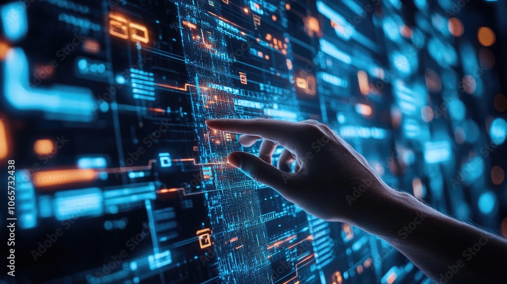 Poster explore the future of technology through interactive interfaces