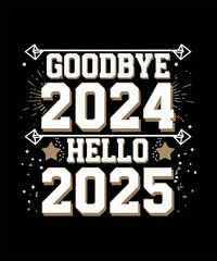 Naklejka premium Happy New Year 2025 T-shirt Design