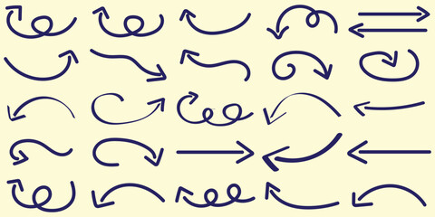 Obraz premium hand drawn painted arrow, set of arrows. vector illustration on transparent background.