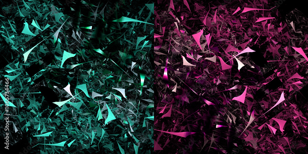 Aufkleber abstract dynamic geometric background. two backgrounds in one. turquoise and pink geometric fragment