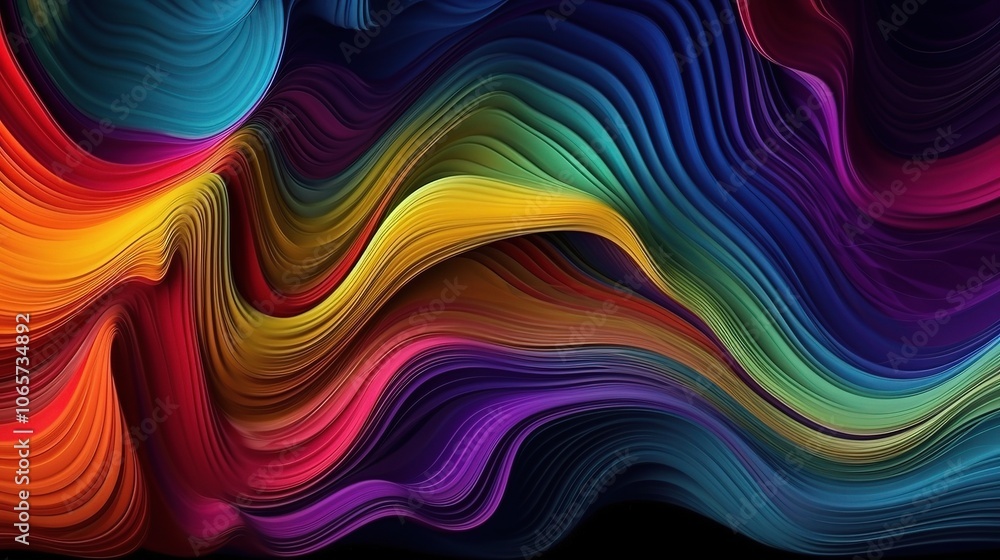 Poster colorful abstract wave patterns with fluid dynamics