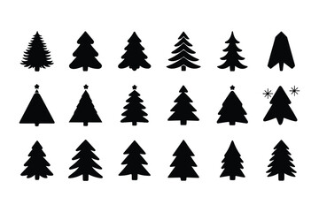 Obraz premium black and white christmas tree silhouette vector illustration