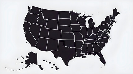 USA map with states isolated on a white background. United States of America map. US Geography: A Detailed Map of the Country.
