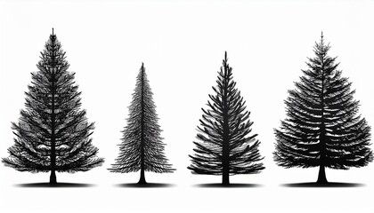 Fototapeta premium christmas tree set black silhouette design isolated vector