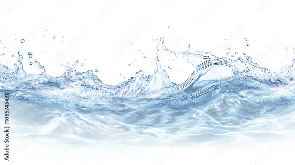 Aufkleber water splashing and rippling with bubbles on a white background