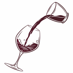 red wine pouring into glass