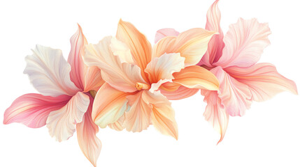 Fototapeta premium Hibiscus flowers, white isolate background
