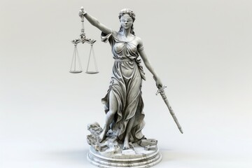 Obraz premium Multiple isolated Statue of Justice on white background.
