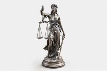 Obraz premium Multiple isolated Statue of Justice on white background.