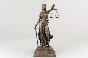 Obraz premium Multiple isolated Statue of Justice on white background.
