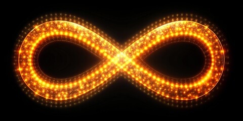 Naklejka premium Golden Infinity Symbol with Sparkling Lights on a Black Background