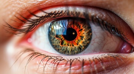 Fototapeta premium close up of colored eye, macro view of an eye