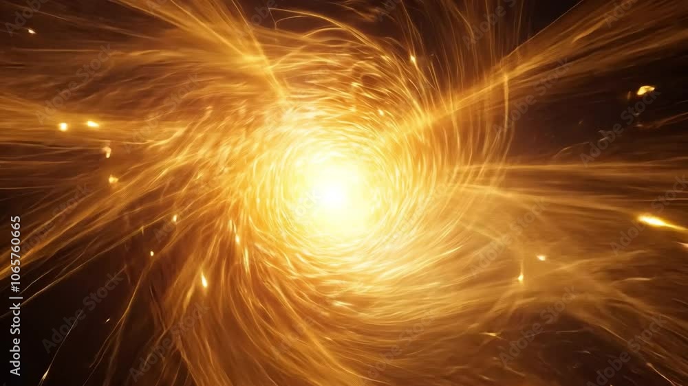 Poster golden vortex of light: a mesmerizing abstract artwork depicting a swirling vortex of golden light, 