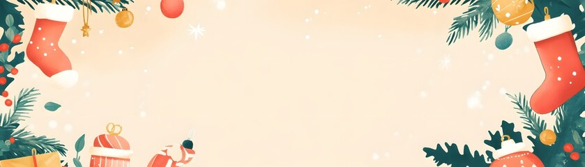 Obraz premium Christmas Ornaments and Stockings on a Light Background