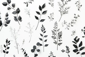 Black and White Flowers on White Surface