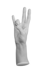 Fototapeta premium hand gesture with the thumb holding down the ring finger, the number 7 in sign language, isolated on a white background.