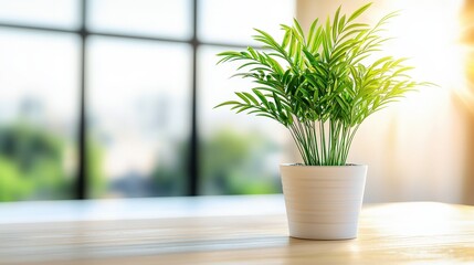 Fototapeta premium Enhance your indoor space by adding a lush potted plant to create a fresh and inviting atmosphere