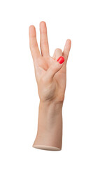 Fototapeta premium hand gesture, number 7 in sign language, isolated on a white background.
