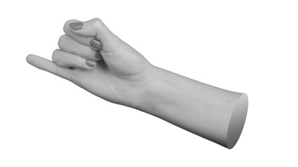 hand with the pinky, little finger pointing aside, isolated on a white background.