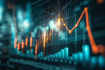 Visual representation of financial growth with rising graph lines highlighting market trends and economic progress