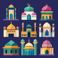 set of  vector mosque buildings