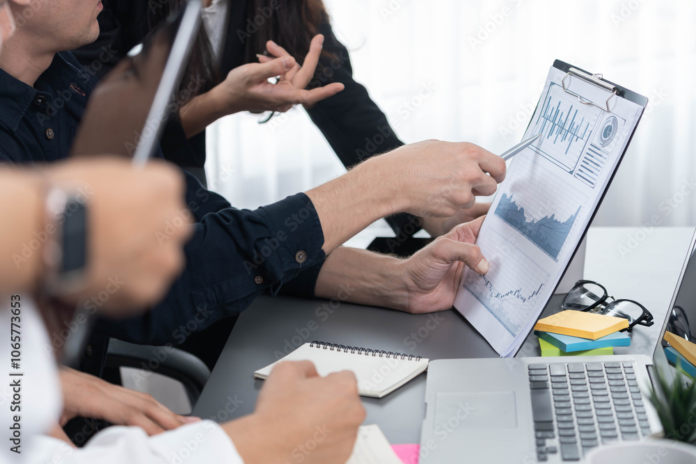 Aufkleber data analysts team of office worker collaborate on business intelligence bi dashboard to analyze fin