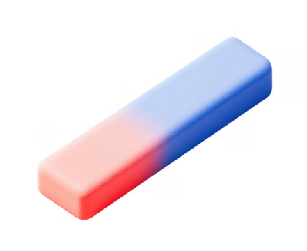 Blue and red eraser on a transparent background, png - Powered by Adobe