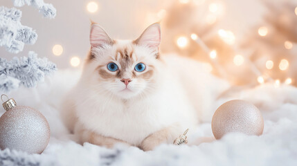 Portrait of a cat at Christmas time