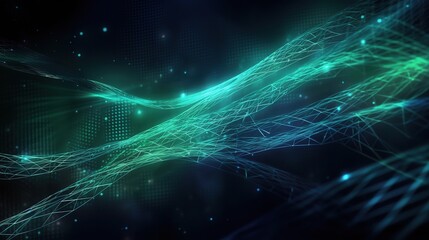 Abstract Digital Waves in Blue and Green Colors