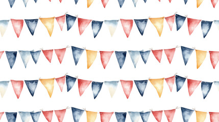 Obraz premium Watercolor vintage flag garland pattern hand drawn colorful designs for festive occasions perfect for fabric print and background use