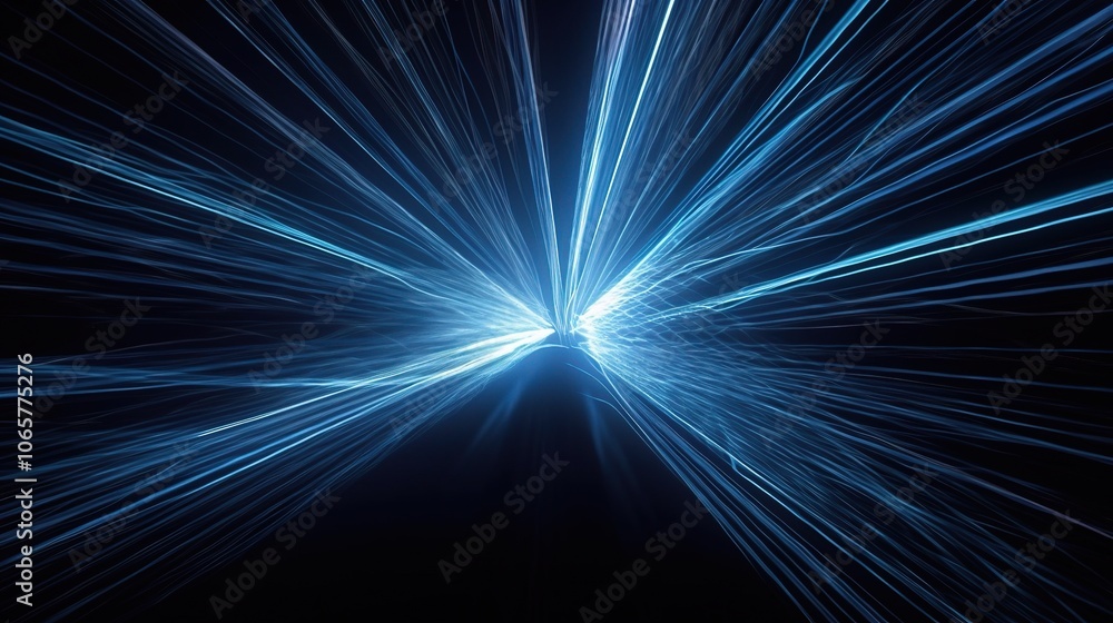 Poster dynamic blue light rays background for design