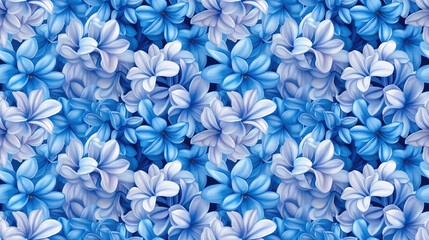 Fototapeta premium Seamless pattern featuring vibrant blue hyacinth flowers ideal for fabric design or home decor