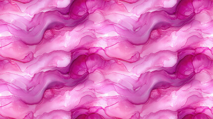 Fototapeta premium Seamless pink alcohol ink pattern with floral watercolor accents ideal for textile design and stationery decor