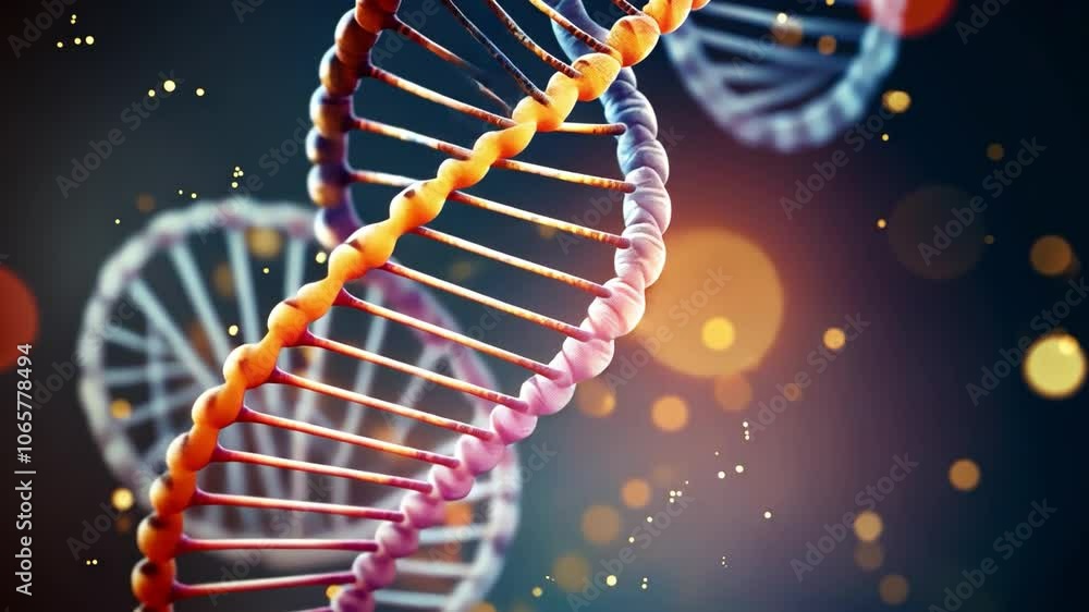 Poster DNA Double Helix: A 3D rendering of a DNA double helix, showcasing the intricate structure of life's building blocks.