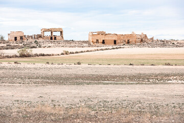 ruins of old houses near Albalate del Arzobispo, comarca of Bajo Martin, province of Teruel, Aragon, Spain