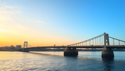 Fototapeta premium Magic Hour Bridge isolated with white highlights, png