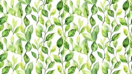 Obraz premium Watercolor seamless pattern of hand painted green branches ideal for web backgrounds wedding invitations and textile designs