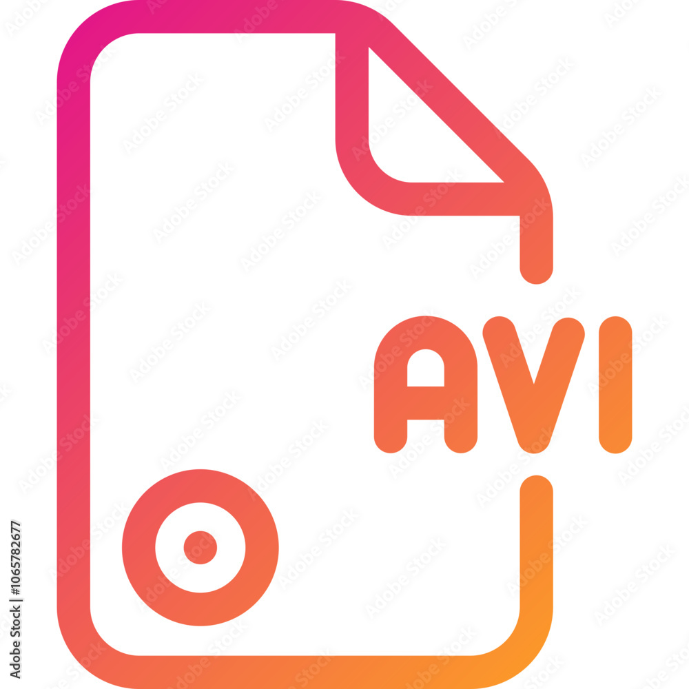 Poster file format icon representing avi with a page and disc, showcasing digital media storage and compati