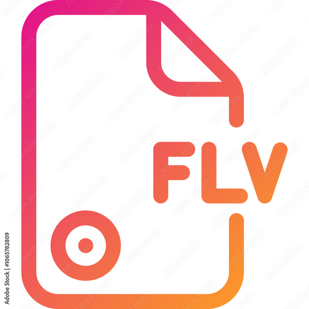 Poster a vibrant illustration of a file icon representing flv format, emphasizing digital multimedia and te