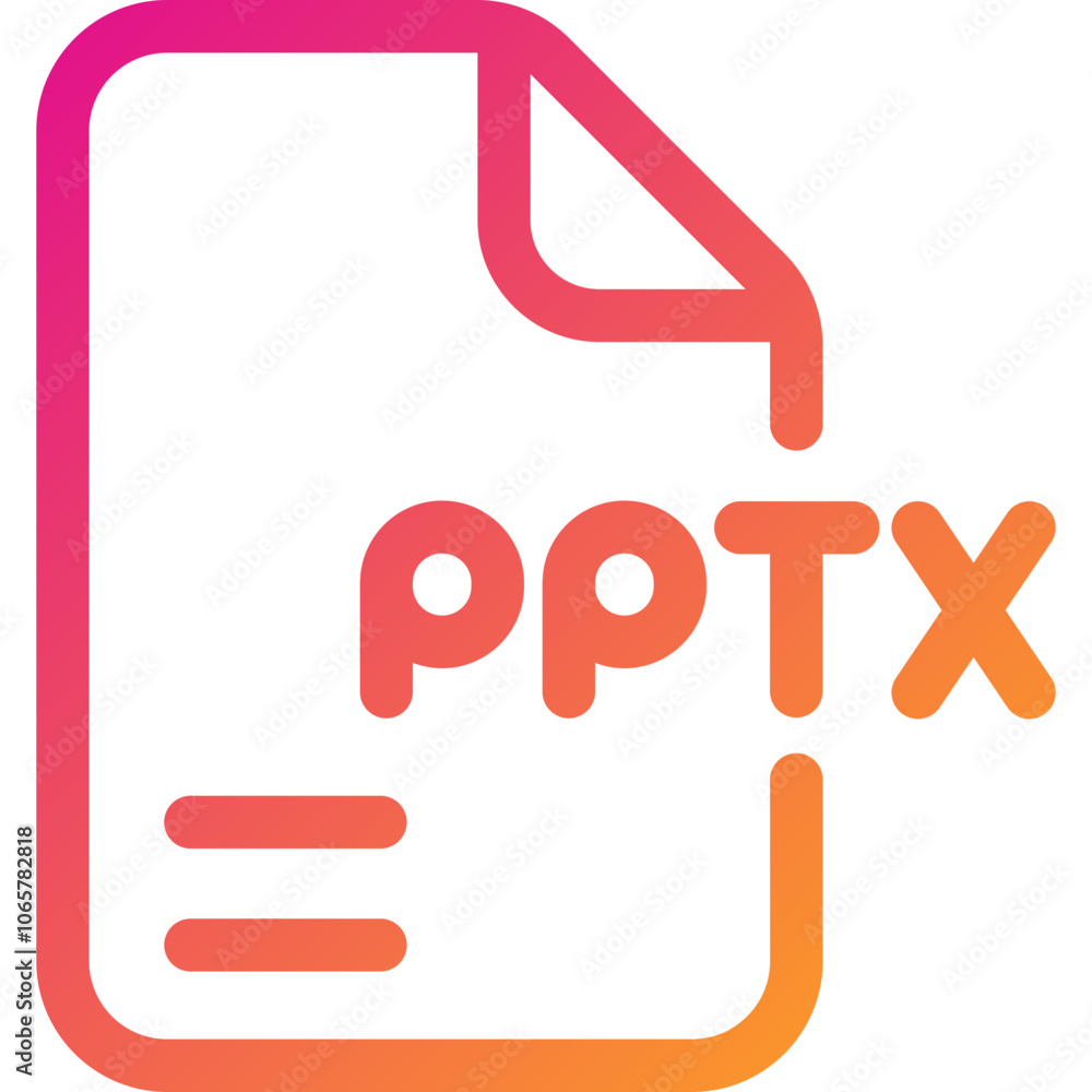 Poster creative digital illustration of a powerpoint file icon with a vibrant gradient design showcasing mo