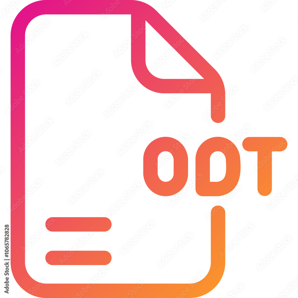 Poster a vibrant illustration of an odt file icon in gradient colors representing a digital document format