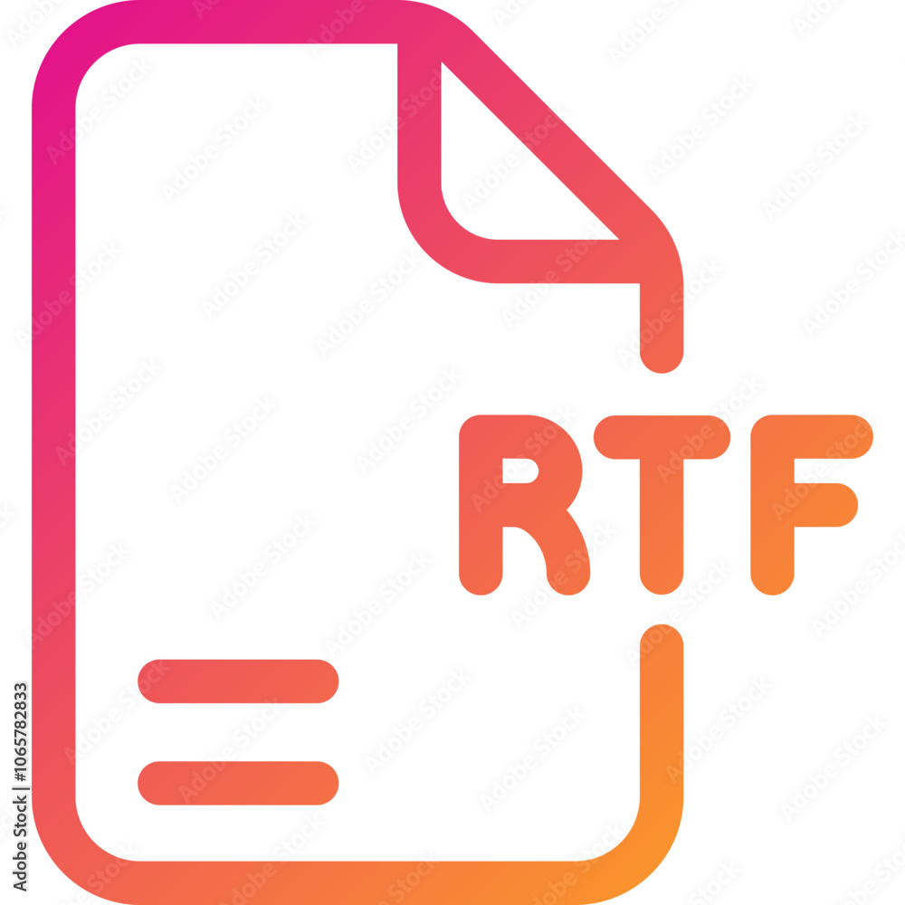 Poster colorful rtf file icon representing digital document formats and their usages on a modern background