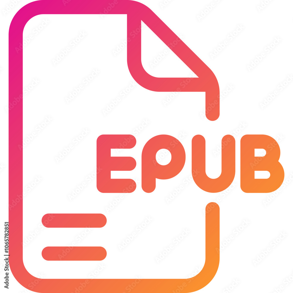 Poster colorful representation of an epub file icon in a minimalist design showcasing its digital format an