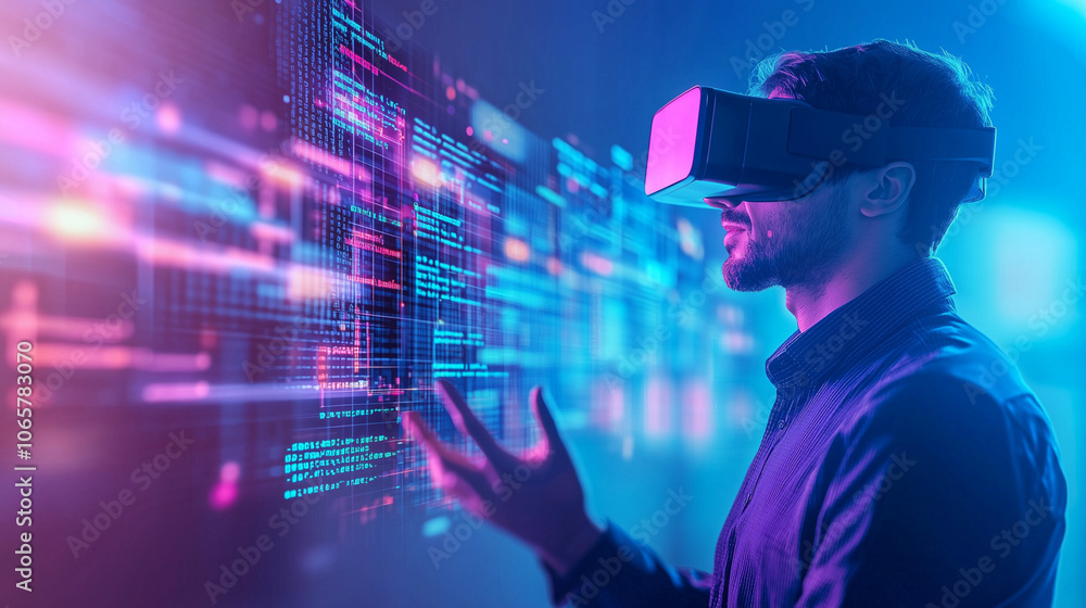 Poster virtual reality business professional in dynamic coding environment