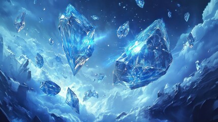 Fototapeta premium Blue background with futuristic technology storm and blue diamonds wallpaper