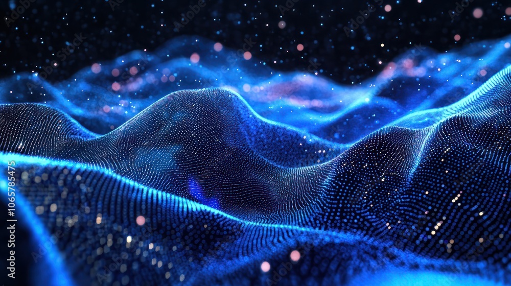 Poster capture the futuristic allure of digital innovation with a image of a blue technology background ill