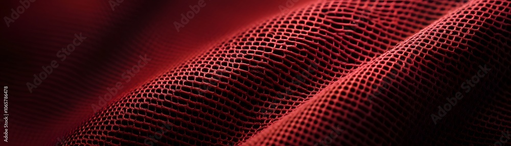 Poster close-up of red textured fabric with grid pattern