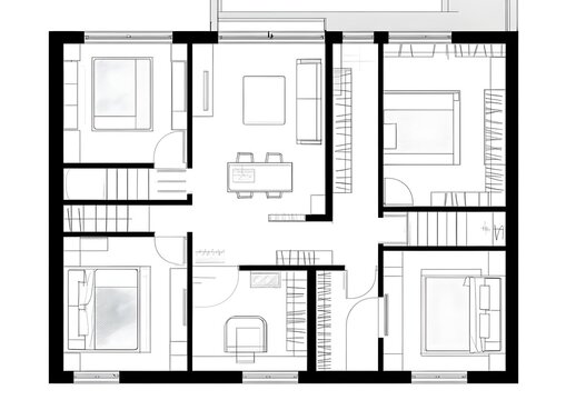 recommend clip art: Hand Drawn Floor Plan Of A Three Bedroom Apartment