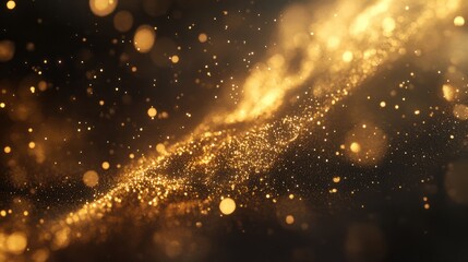Fototapeta premium Golden light shine particles bokeh on dark background, Ai generated image